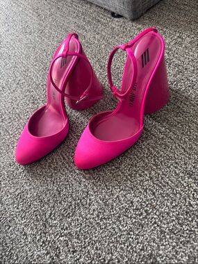 The Atticos Women’s Pointed-Toe Block Heel Pumps with Ankle Strap